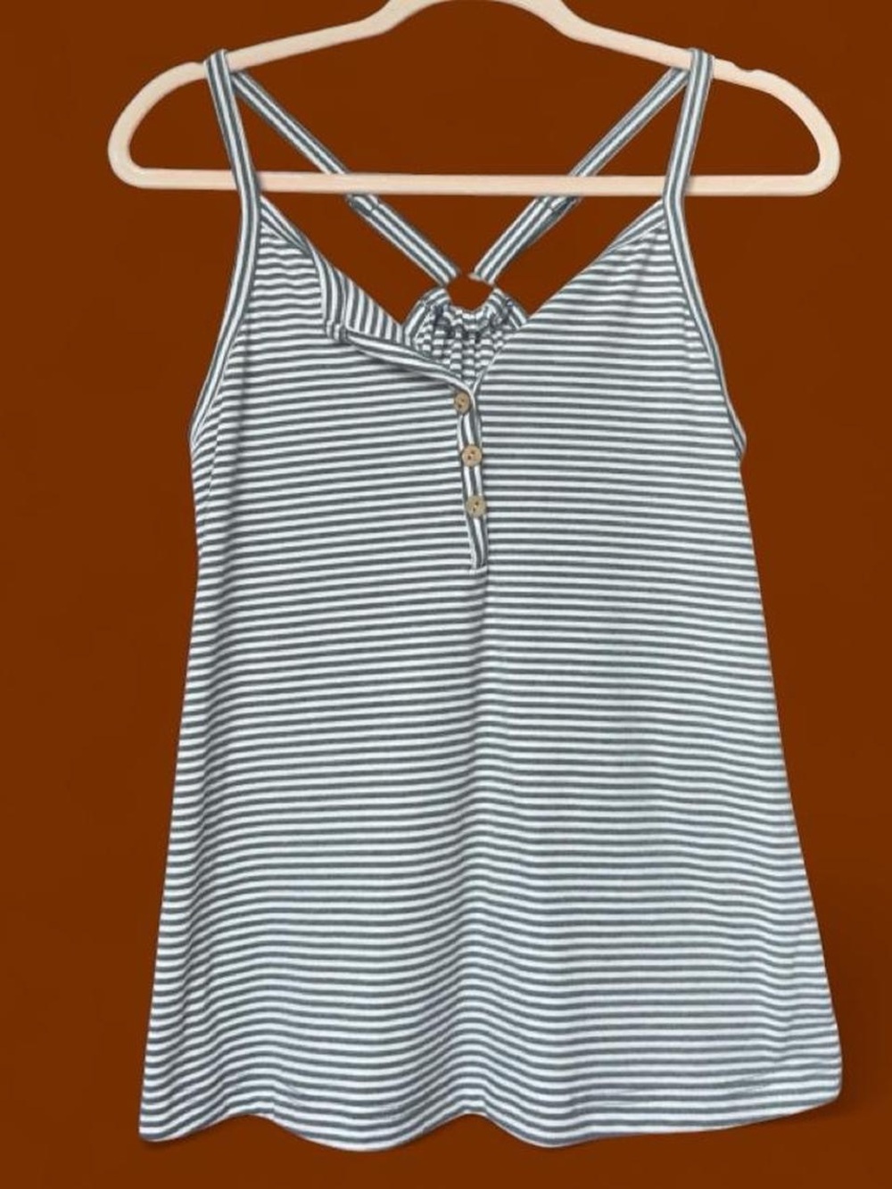 SHEIN Gray & White Striped Crisscross Back Cami